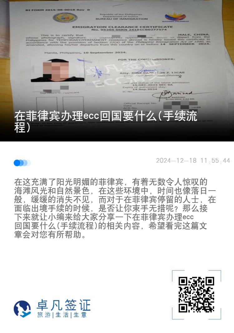 在菲律宾办理ecc回国要什么(手续流程)