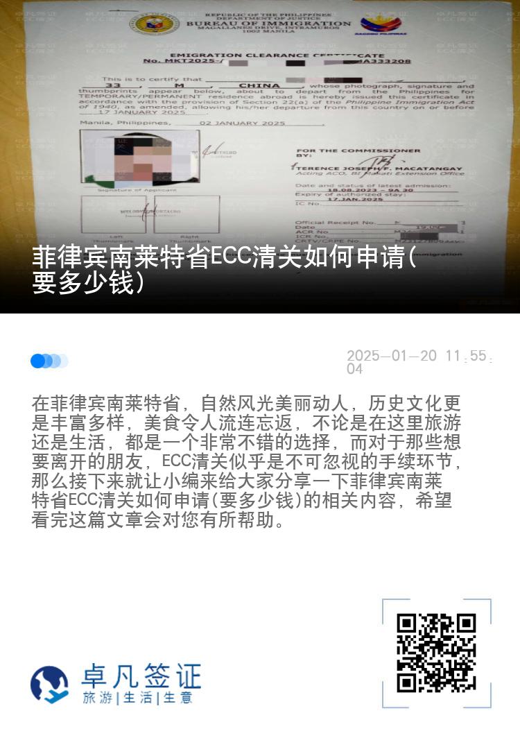 菲律宾南莱特省ECC清关如何申请(要多少钱)